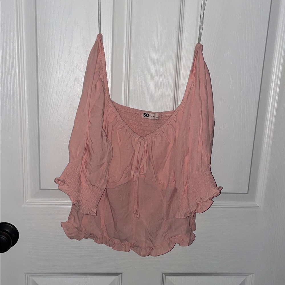 SO Women's Blush Ruffled Blouse